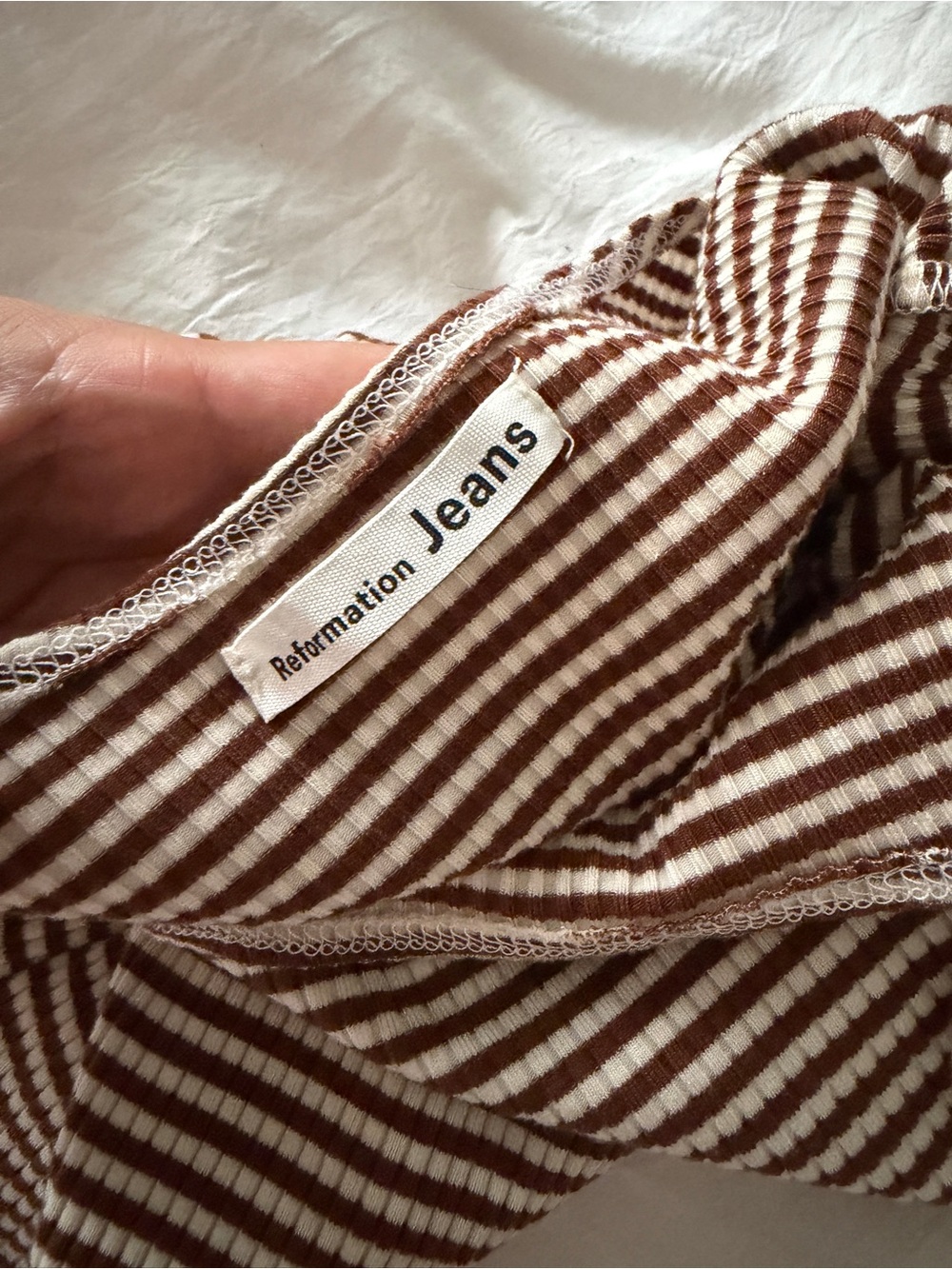 NWOT Reformation Striped Brown & White Ribbed Cami Tank Top Women’s Medium - Picture 7 of 7